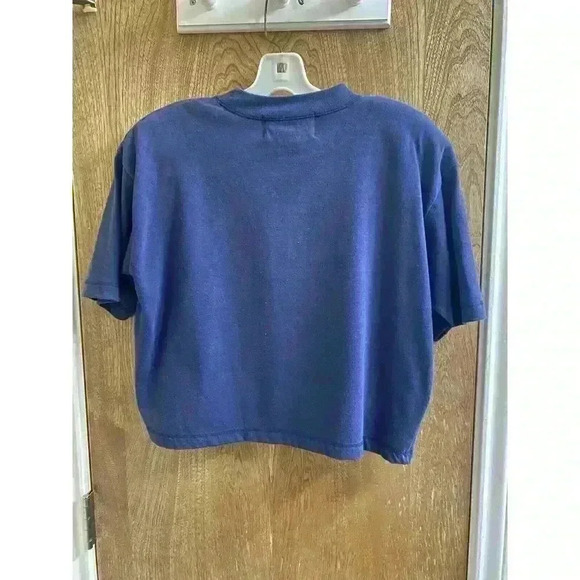 Vintage Forenza Embroidered Navy Blue Crop Top With Shoulder Pads Size Small - Picture 6 of 7